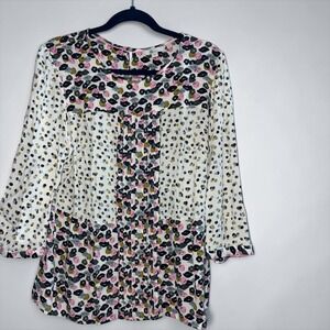 Boden Womens Floral Mixed Print Pleated Blouse Multi Color 3/4 Sleeve Size 16